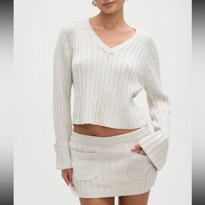 Frankie's Bikinis Cream Knit Skirt